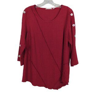 Soft Surroundings 3/4" sleeve pearl‎ like buttons Women's Red Tunic size Medium